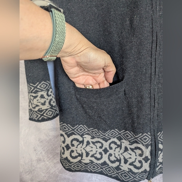 Adventura Small Long Zip Sweater Jacket Organic Cotton/Cashmere/Angora Blend - Picture 8 of 15